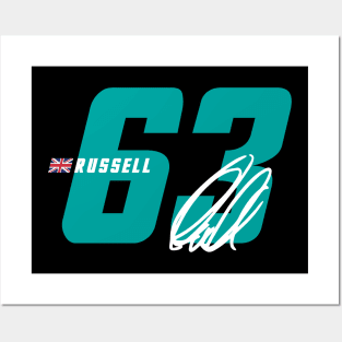 George Russell 63 Signature Number Posters and Art